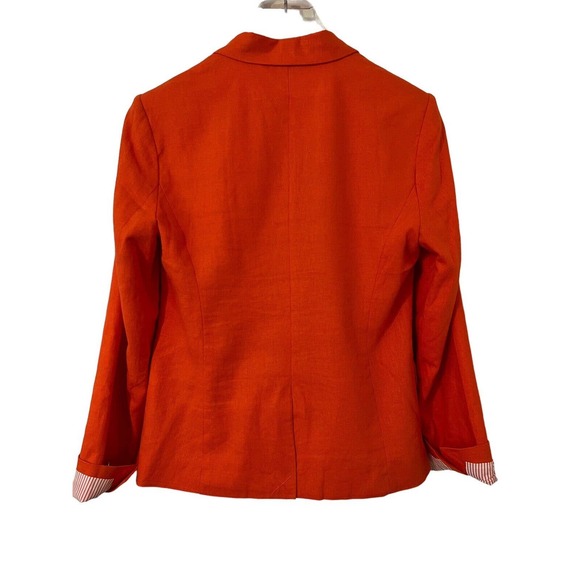Harve Benard Women's Orange Linen Blend Casual Workwear Blazer Gold Buttons - 8 - Picture 4 of 6